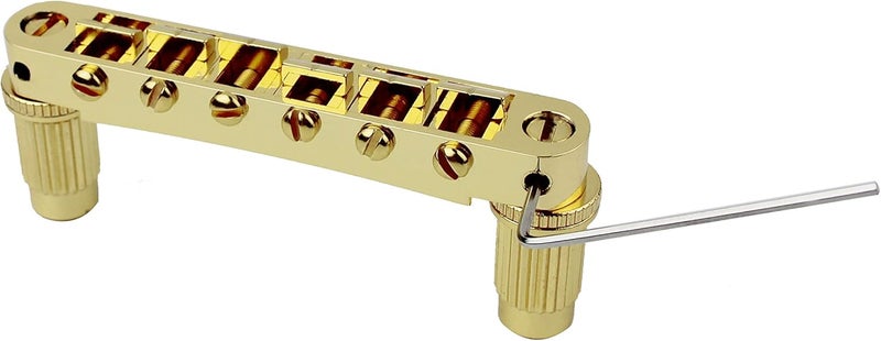 guyker Guitar Tune-O-Matic Bridge and Stop Bar Tailpiece Combo with Anchors and Studs Replacement Compatible with LP SG EPI 6 String Electric Guitar Golden - Image 2